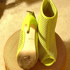 Chartreuse Green Peep Toe Bootie